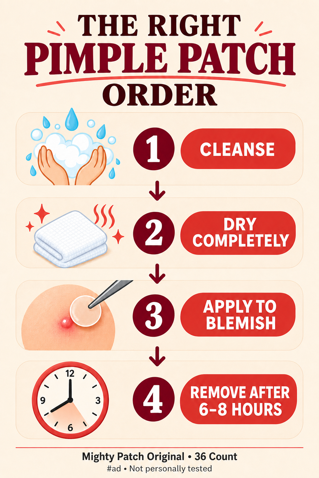 Four-step pimple patch routine