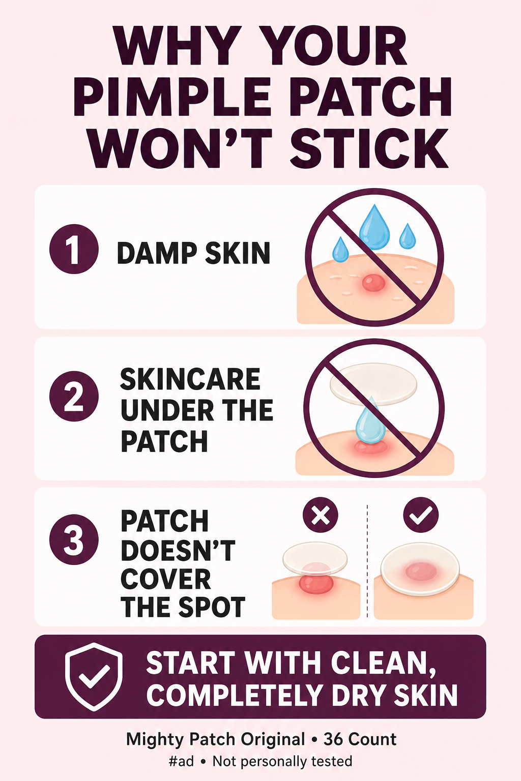 Three reasons a pimple patch may not adhere